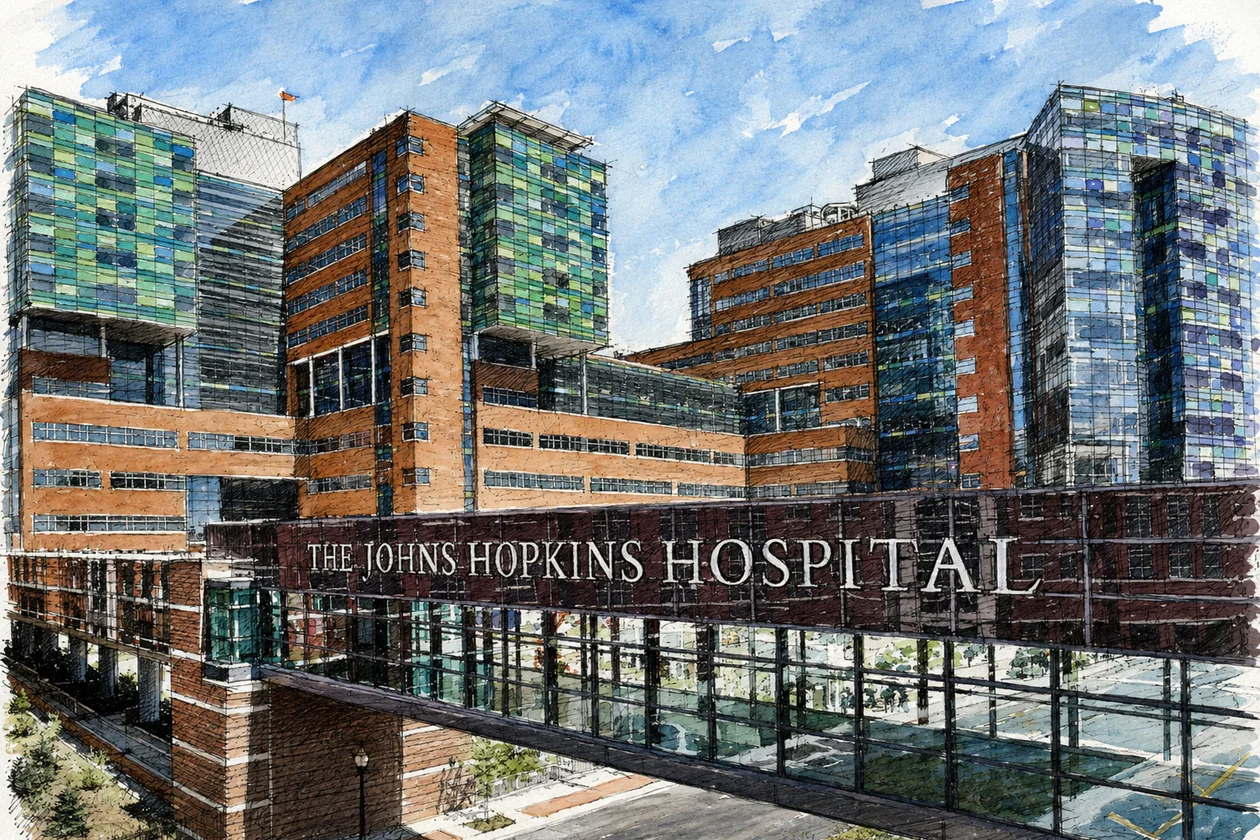 The Johns Hopkins Hospital, in watercolor