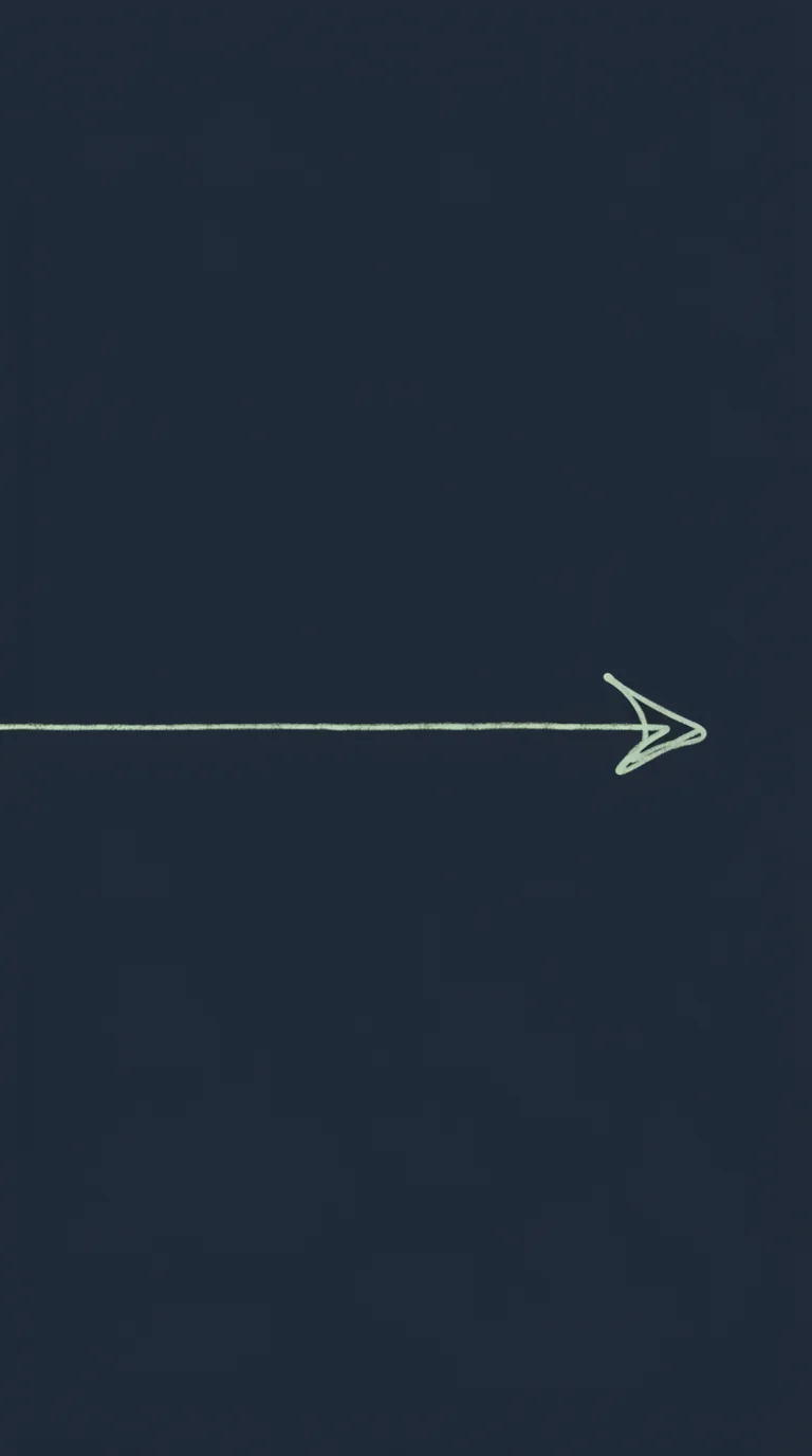 Hand-drawn arrow moving forward on a navy field.