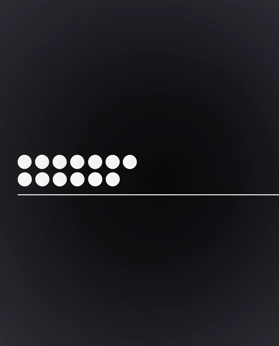 Rows of dots above a rising baseline on a dark field.